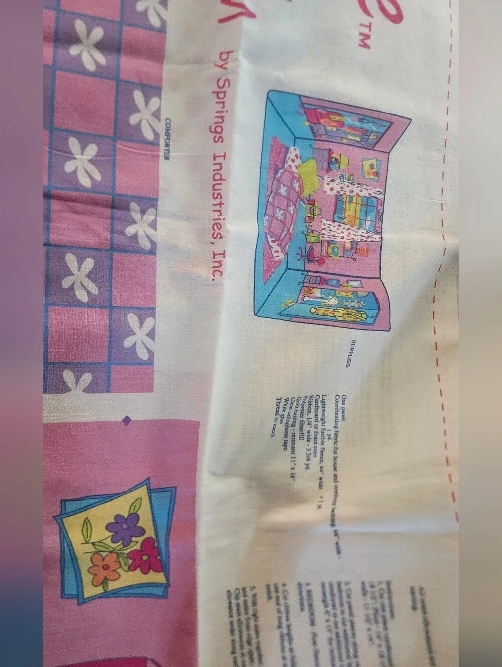 Barbie Pink and Purple Fold & Go Bedroom Fabric Panel